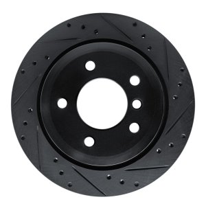 BMW Z4 Brake Rotor (1) - Rear Right - R1 Concepts - Drilled & Slotted - Black - `09-`16